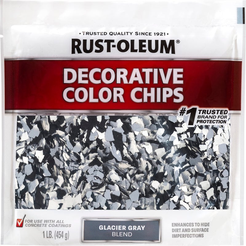 رست أوليوم Rust-Oleum 1 رطل العلامات التجارية 312449 رقائق الألوان الزخرفية من مزيج رمادي جليدي من إيبوكسي شيلد - Image 1